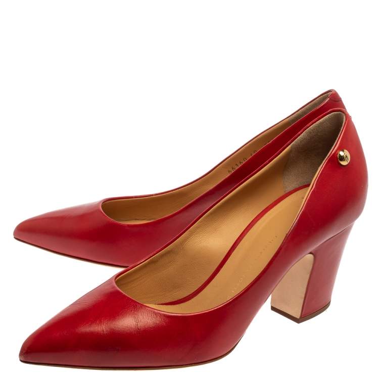 Pre Owned Giuseppe Zanotti Red Leather Pointed Toe Pumps Size 40