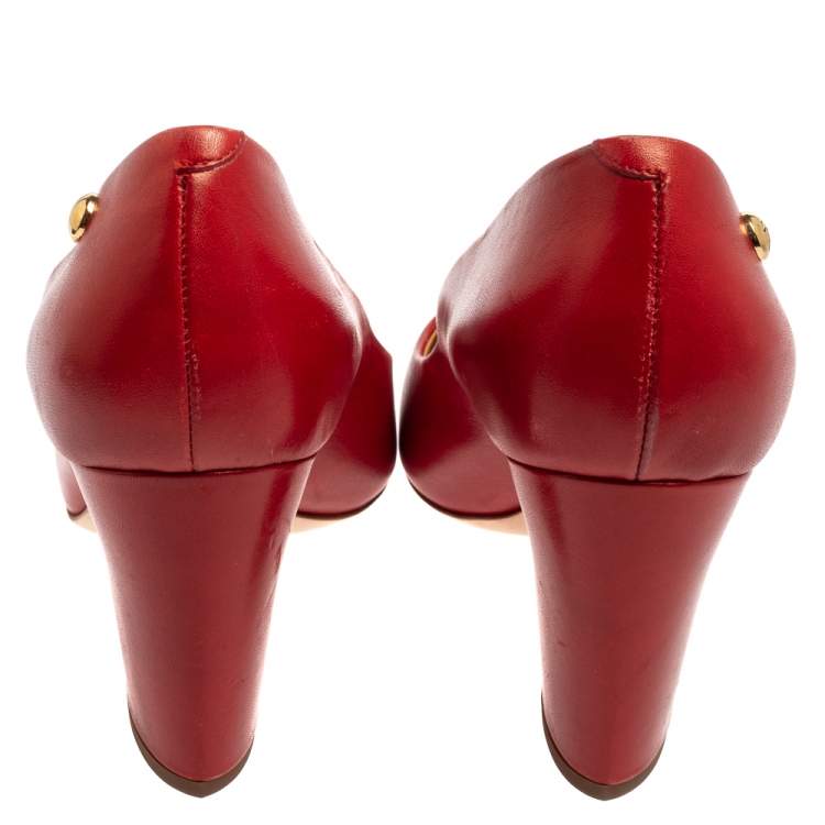 Pre Owned Giuseppe Zanotti Red Leather Pointed Toe Pumps Size 40