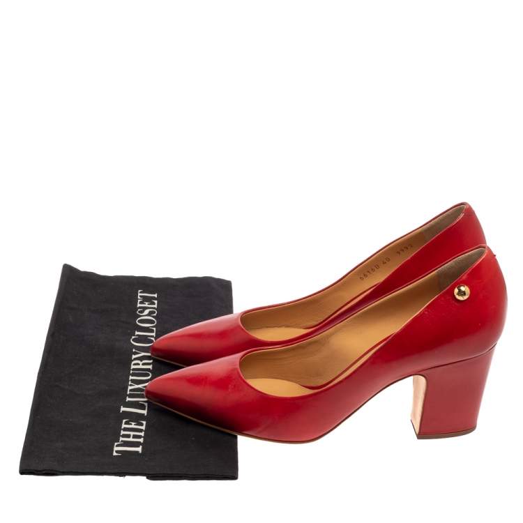 Pre Owned Giuseppe Zanotti Red Leather Pointed Toe Pumps Size 40