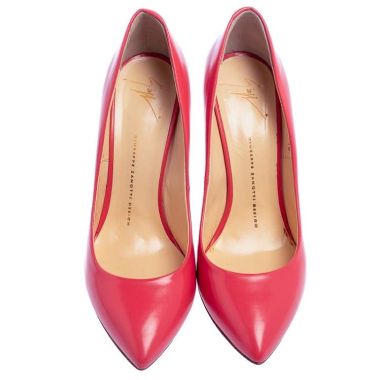Pre Owned Giuseppe Zanotti Pink Leather Pointed Toe Pumps Size 40