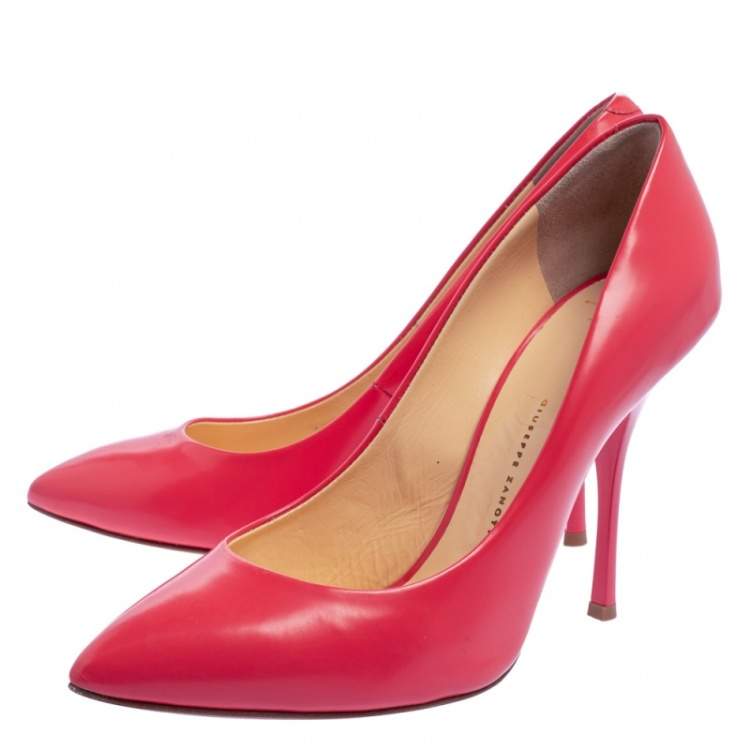 Pre Owned Giuseppe Zanotti Pink Leather Pointed Toe Pumps Size 40