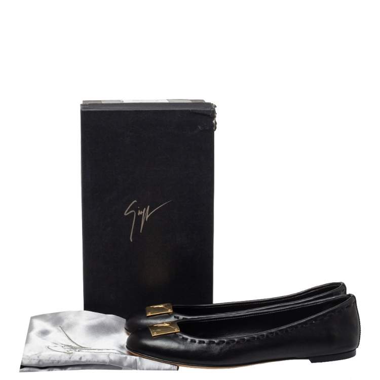 Pre Owned Giuseppe Zanotti Black Leather Ballet Flats Size 41