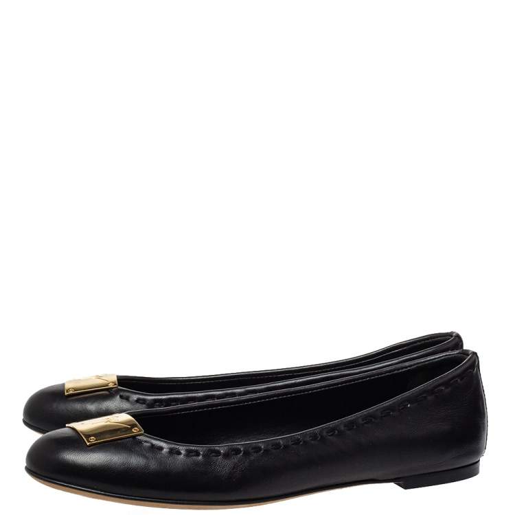 Pre Owned Giuseppe Zanotti Black Leather Ballet Flats Size 41