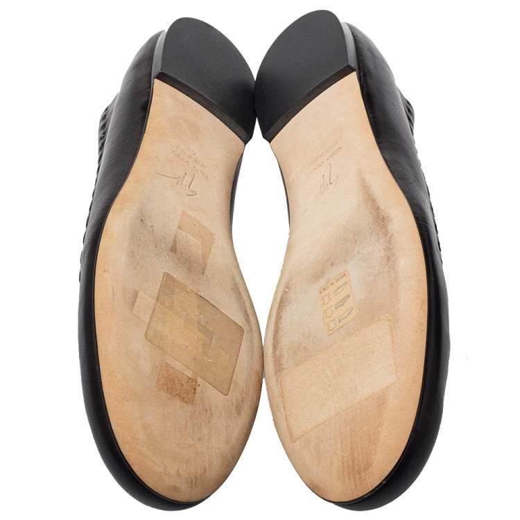 Pre Owned Giuseppe Zanotti Black Leather Ballet Flats Size 41