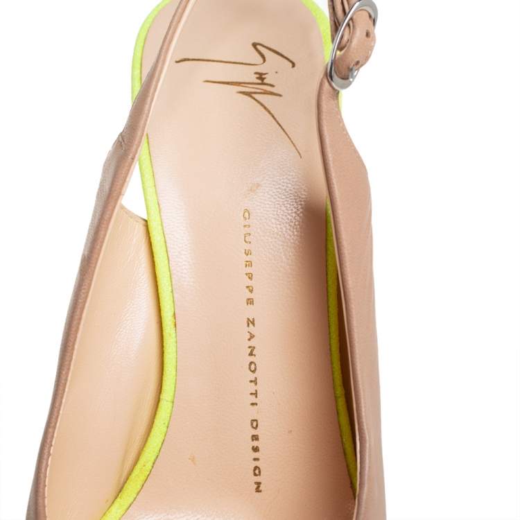 Pre Owned Giuseppe Zanotti Beige Leather Peep Toe Sandals Size 39