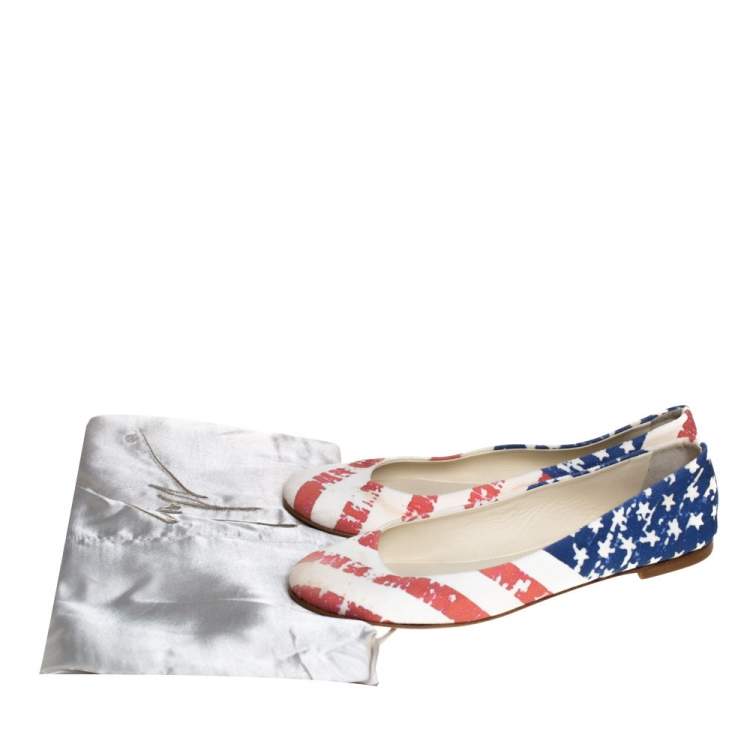 Pre Owned Giuseppe Zanotti White Fabric Ballet Flats Size 36