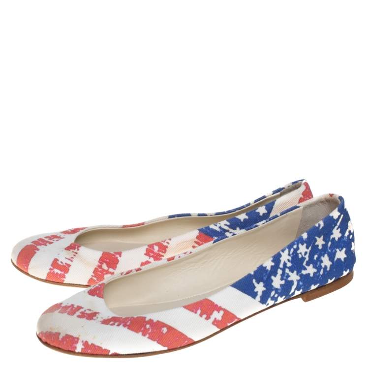 Pre Owned Giuseppe Zanotti White Fabric Ballet Flats Size 36