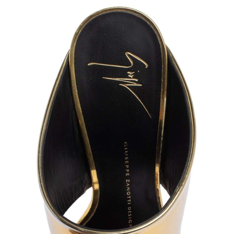 Pre Owned Giuseppe Zanotti Metallic Gold Leather Andrea Open Toe Sandals Size 37