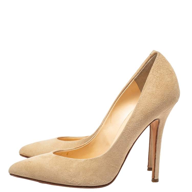 Pre Owned Giuseppe Zanotti Beige Suede Pointed Toe Pumps Size 38