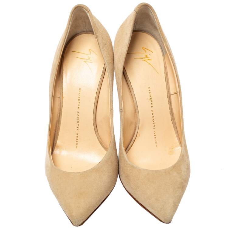 Pre Owned Giuseppe Zanotti Beige Suede Pointed Toe Pumps Size 38