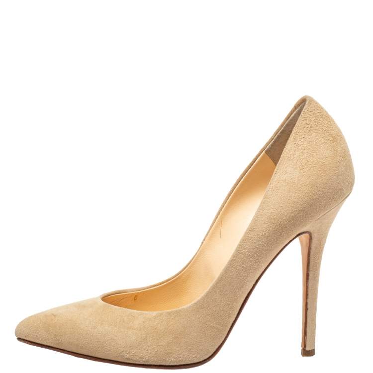 Pre Owned Giuseppe Zanotti Beige Suede Pointed Toe Pumps Size 38