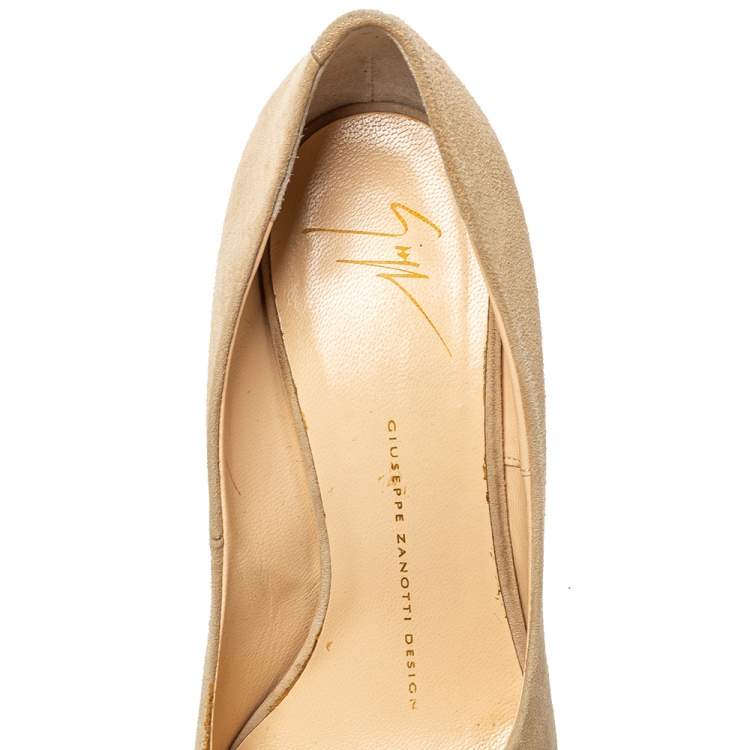 Pre Owned Giuseppe Zanotti Beige Suede Pointed Toe Pumps Size 38