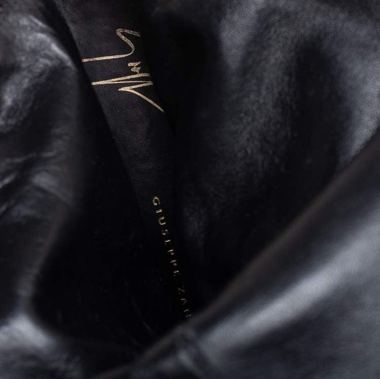 Pre Owned Giuseppe Zanotti Black Leather Knee Length Boots Size 39
