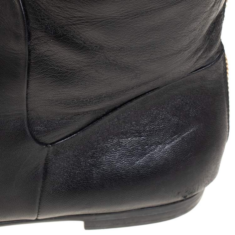 Pre Owned Giuseppe Zanotti Black Leather Knee Length Boots Size 39