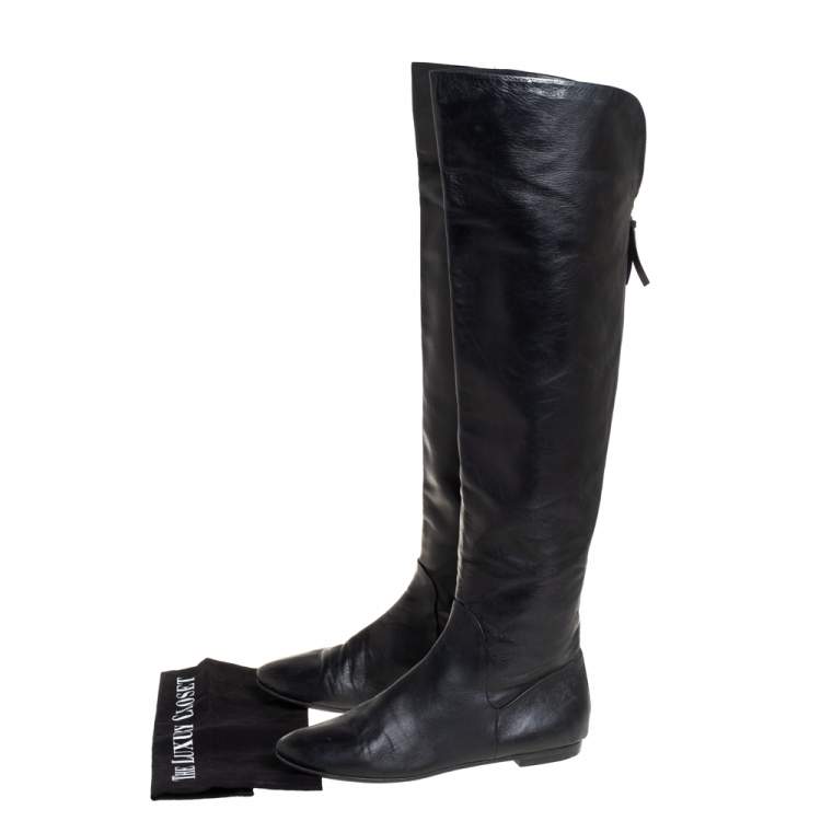 Pre Owned Giuseppe Zanotti Black Leather Knee Length Boots Size 39