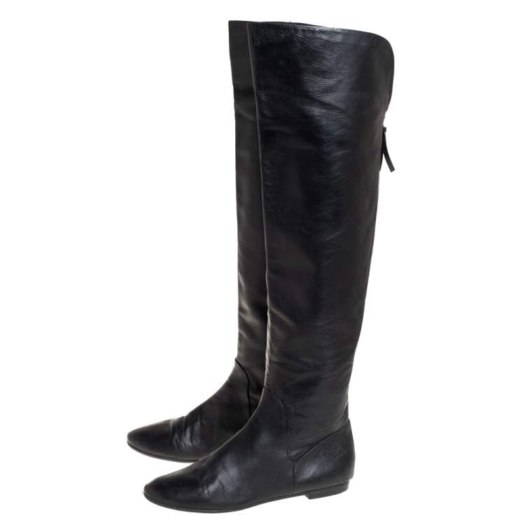 Pre Owned Giuseppe Zanotti Black Leather Knee Length Boots Size 39