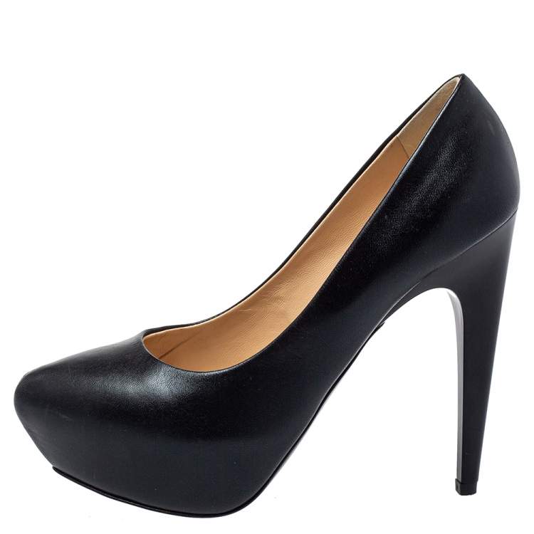 Pre Owned Giuseppe Zanotti Black Leather Platform Pumps Size 36.5