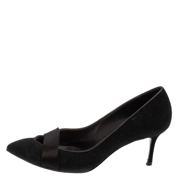 Pre Owned Giuseppe Zanotti Black Suede  Pointed Toe Pumps Size 37.5