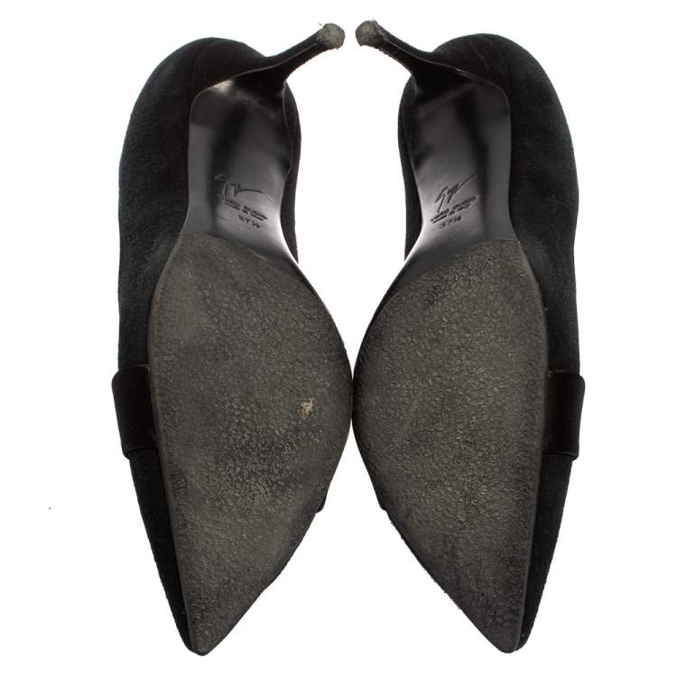 Pre Owned Giuseppe Zanotti Black Suede  Pointed Toe Pumps Size 37.5