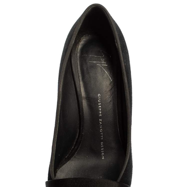 Pre Owned Giuseppe Zanotti Black Suede  Pointed Toe Pumps Size 37.5