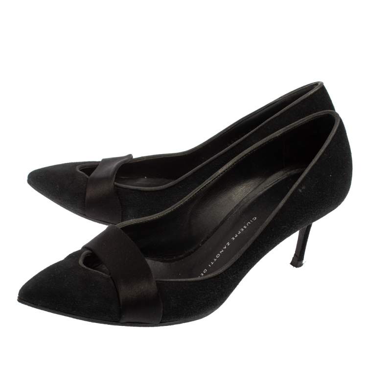 Pre Owned Giuseppe Zanotti Black Suede  Pointed Toe Pumps Size 37.5