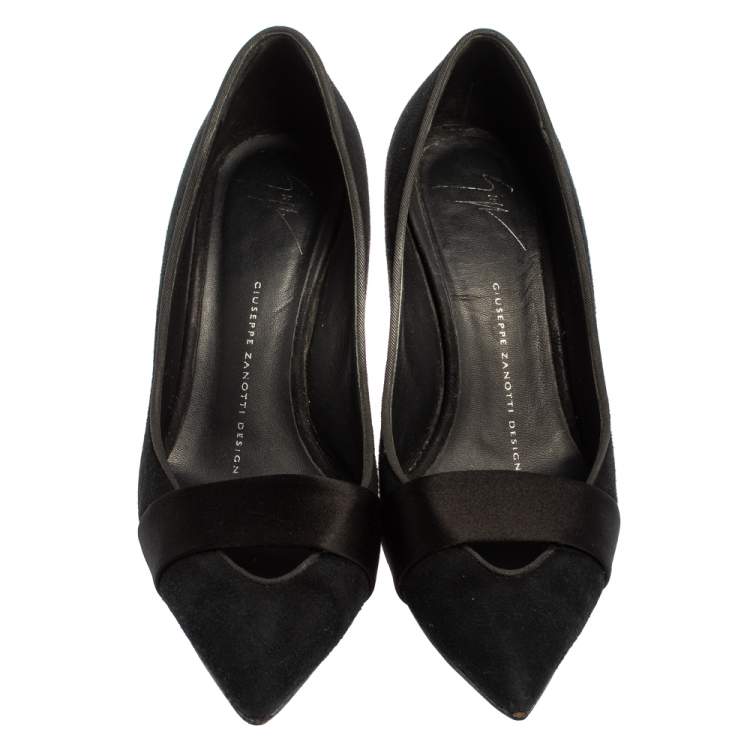 Pre Owned Giuseppe Zanotti Black Suede  Pointed Toe Pumps Size 37.5