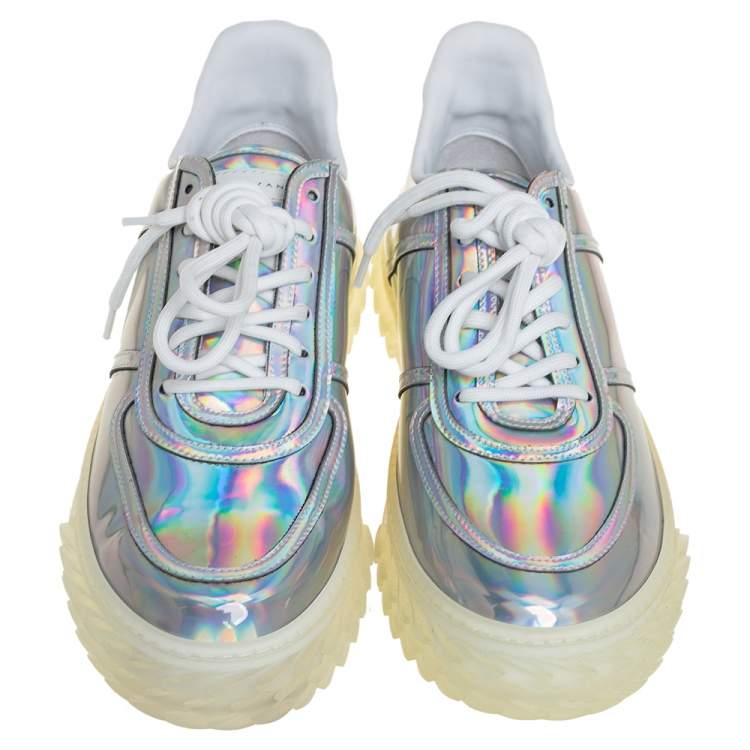 Pre Owned Giuseppe Zanotti Multicolor Iridescent Leather Blabber Jellyfish Low Top Sneakers Size 39