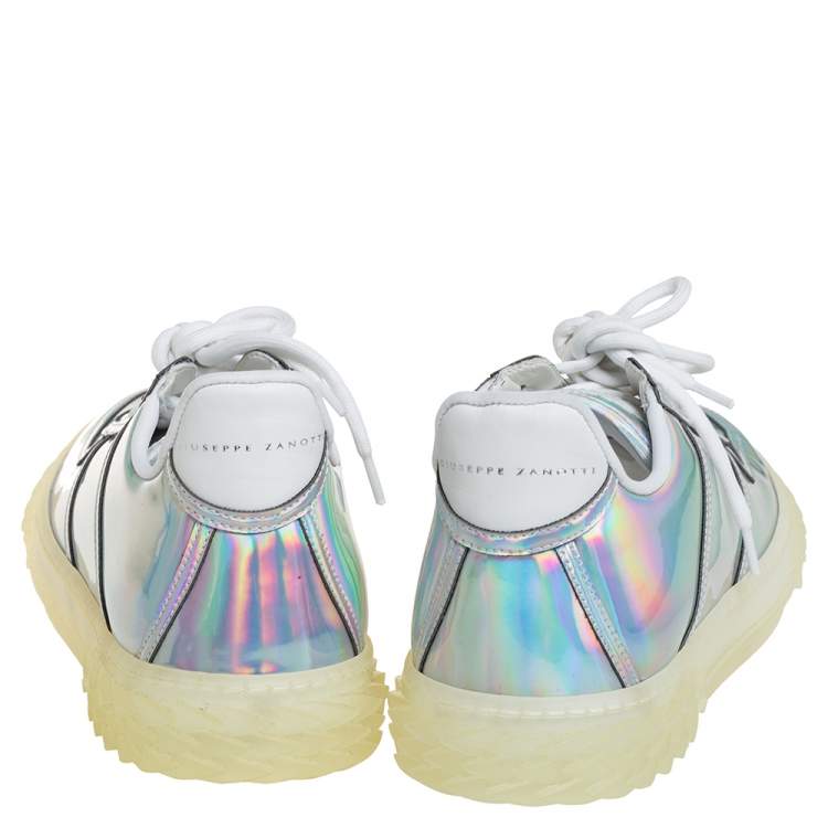 Pre Owned Giuseppe Zanotti Multicolor Iridescent Leather Blabber Jellyfish Low Top Sneakers Size 39