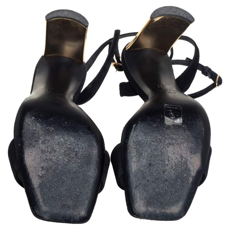 مملوكة مسبقًا Giuseppe Zanotti Black Suede Open Toe Sandals Size 37.5