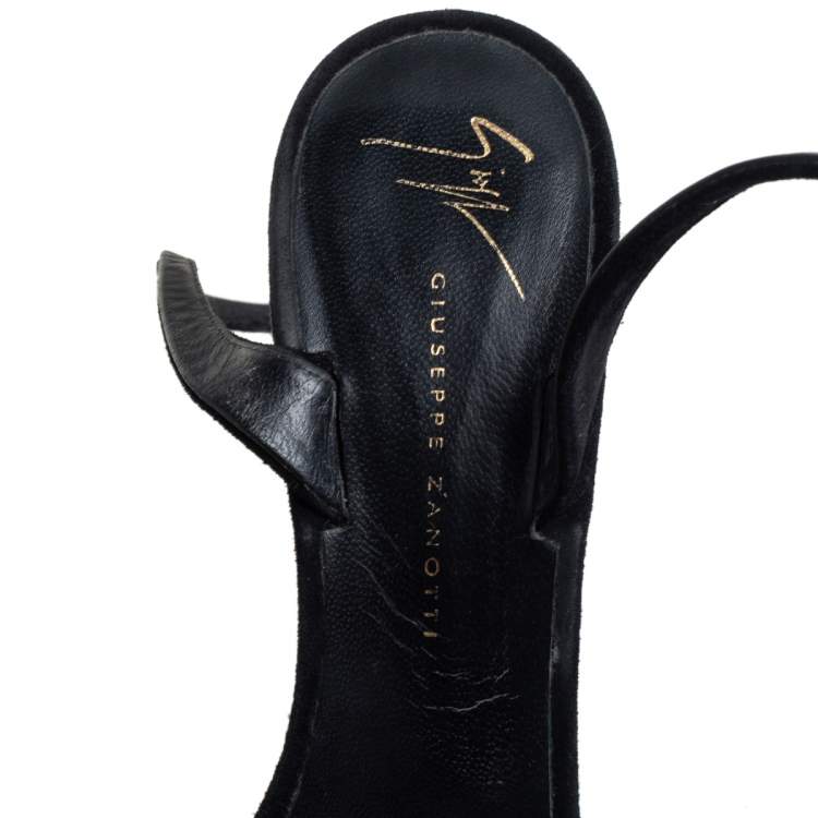 مملوكة مسبقًا Giuseppe Zanotti Black Suede Open Toe Sandals Size 37.5