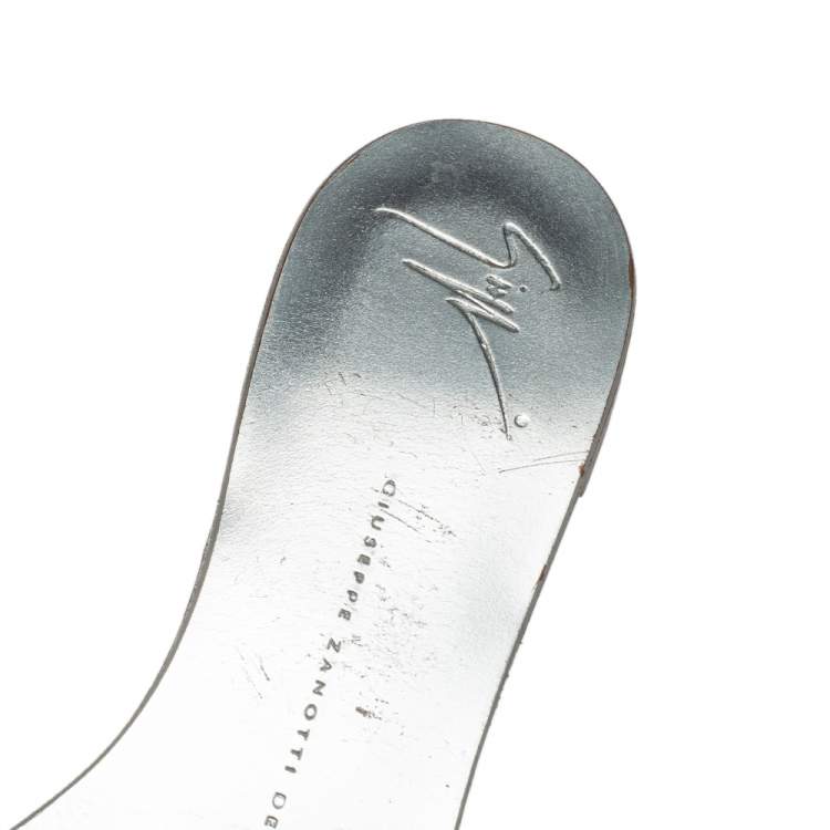 Pre Owned Giuseppe Zanotti Beige Suede Crystal Slide Sandals Size 38.5