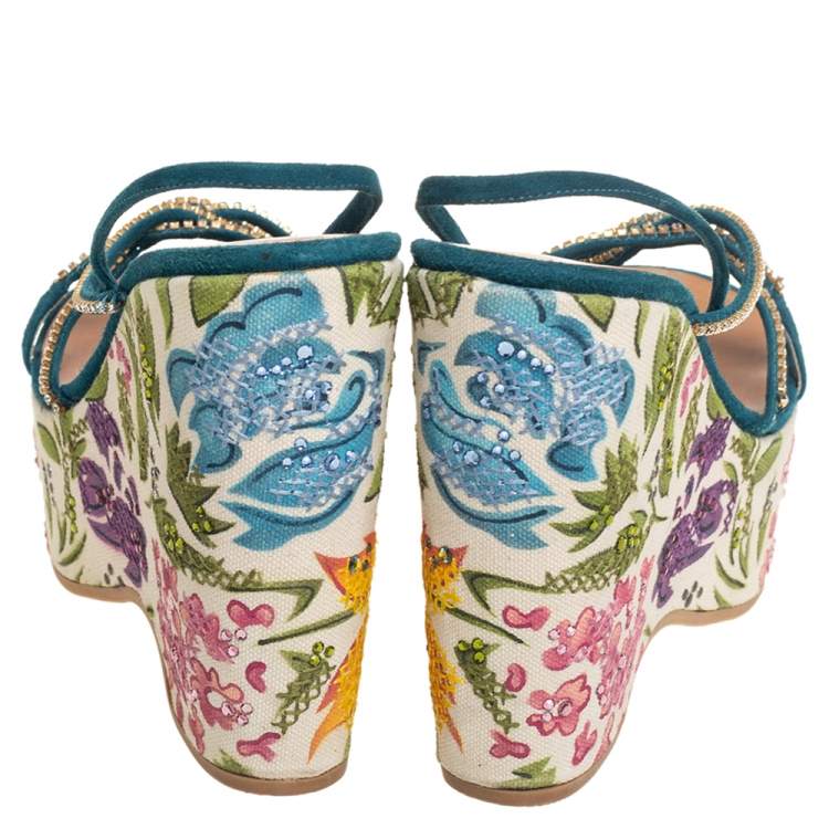 Pre Owned Giuseppe Zanotti Blue Suede Embellished Sandals Size 38 