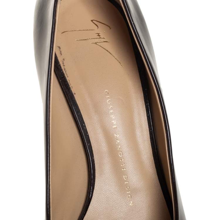Pre Owned Giuseppe Zanotti Brown Patent Leather Peep Toe Pumps Size 41
