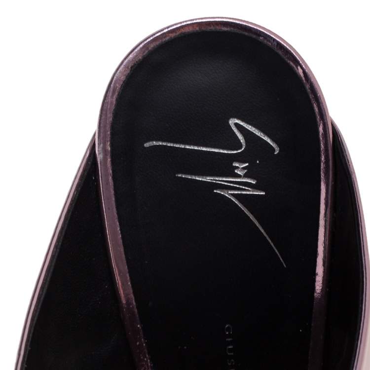 Pre Owned Giuseppe Zanotti Metallic Pink Leather Andrea Mules Size 40.5