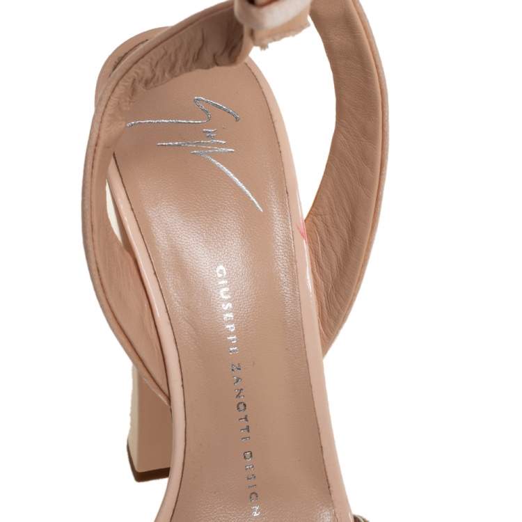 Pre Owned Giuseppe Zanotti Beige Velvet And Satin Platform Sandals Size 39