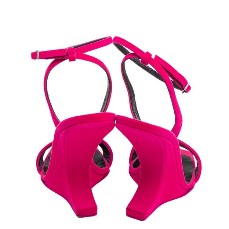 Pre Owned Giuseppe Zanotti Pink Suede Square Toe Miss Unfinished Sandals Size 38