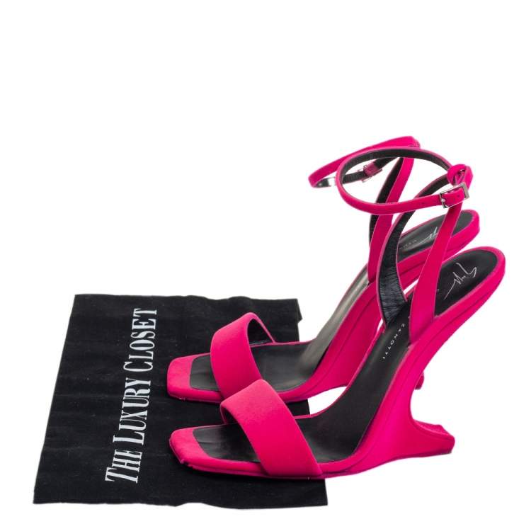 Pre Owned Giuseppe Zanotti Pink Suede Square Toe Miss Unfinished Sandals Size 38