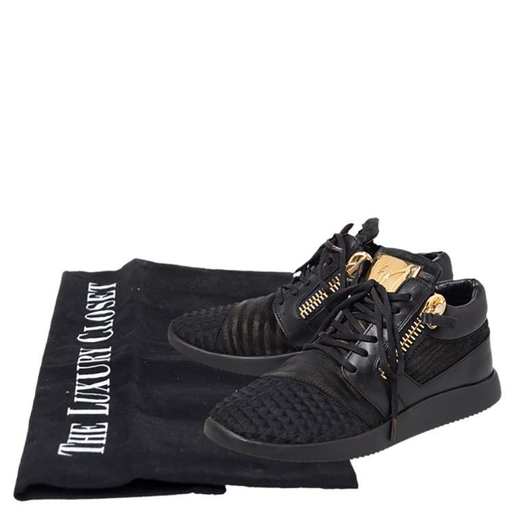 Pre Owned Giuseppe Zanotti Black Suede And Leather Low Top Sneakers Size 37