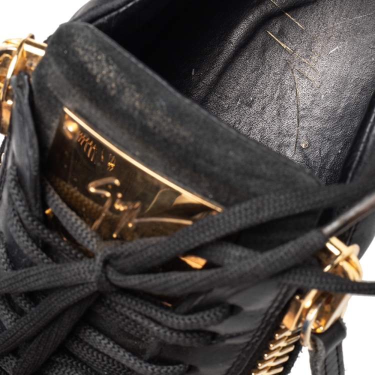 Pre Owned Giuseppe Zanotti Black Suede And Leather Low Top Sneakers Size 37
