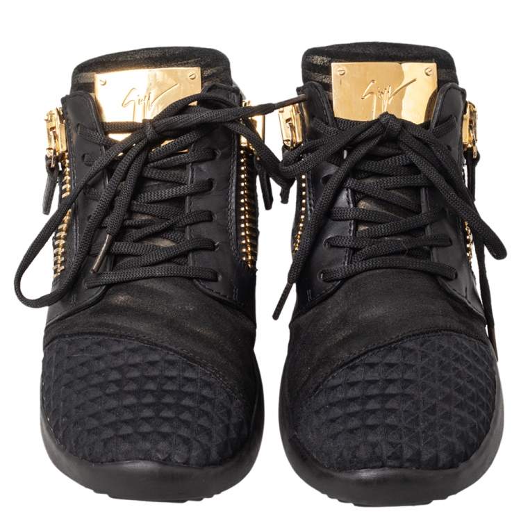Pre Owned Giuseppe Zanotti Black Suede And Leather Low Top Sneakers Size 37