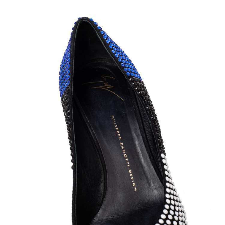 Pre Owned Giuseppe Zanotti Multicolor Suede Crystal Embellished Pointed Toe Pumps Size 40