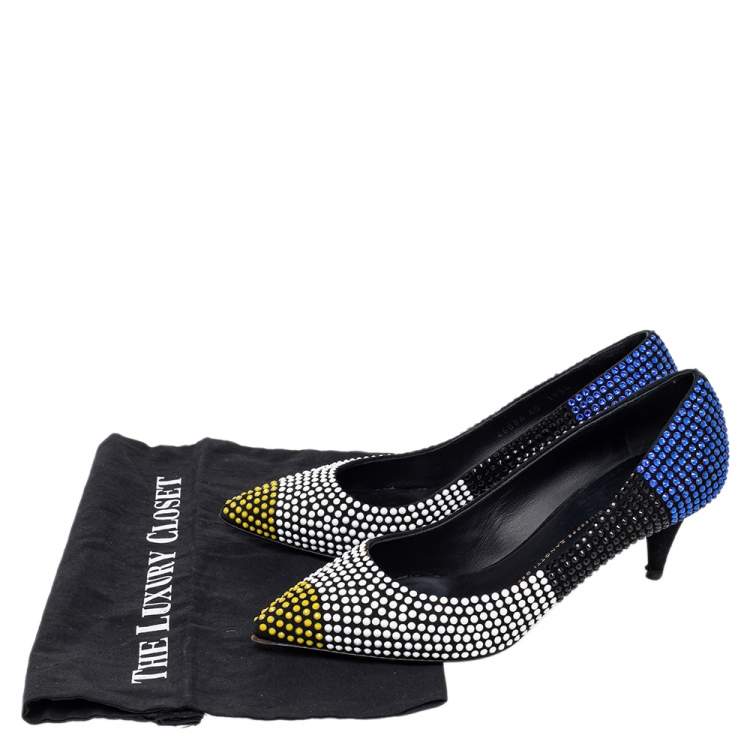 Pre Owned Giuseppe Zanotti Multicolor Suede Crystal Embellished Pointed Toe Pumps Size 40