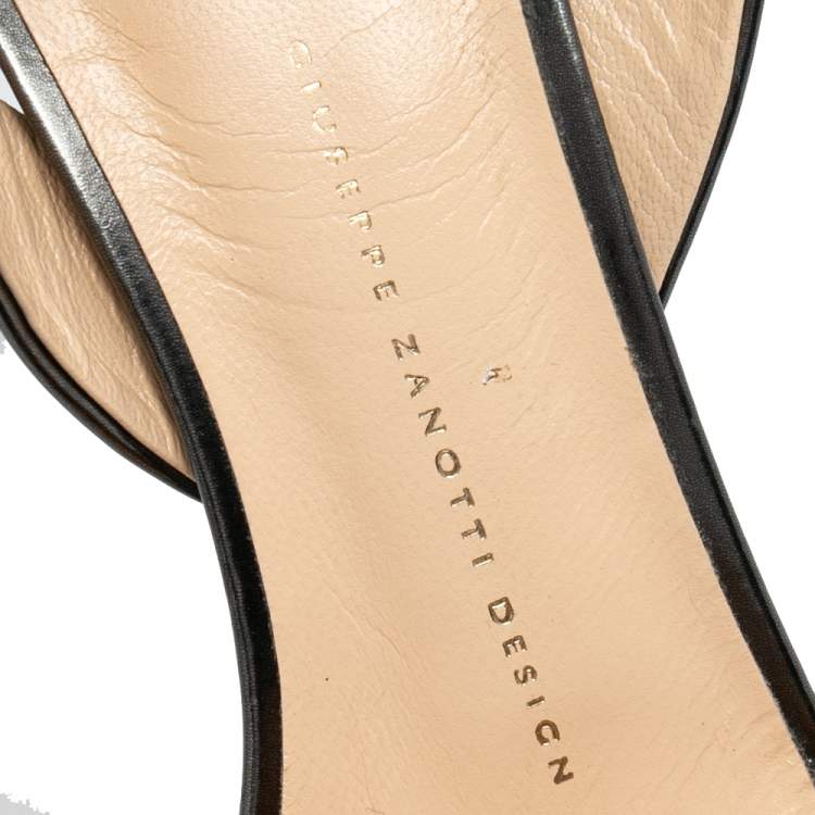 Pre Owned Giuseppe Zanotti Metallic Grey Leather Betty Peep Toe Platform Sandals Size 40