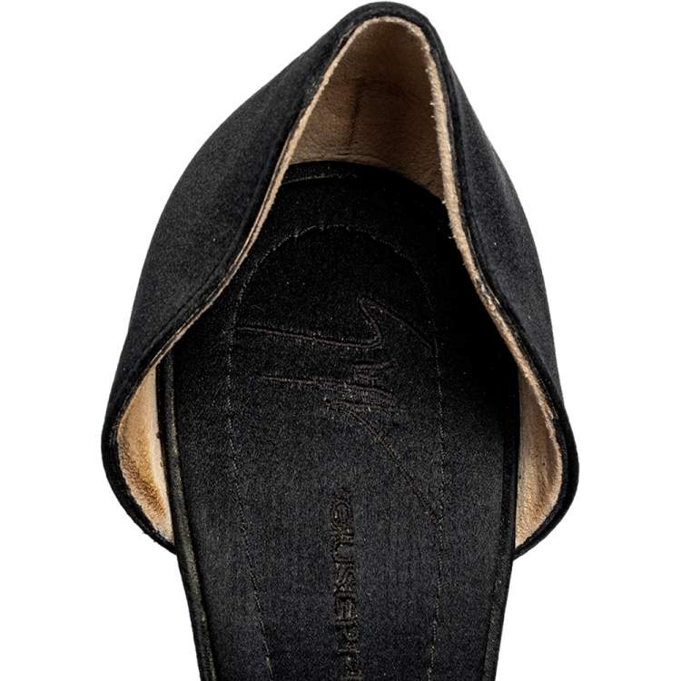 Pre Owned Giuseppe Zanotti Black Satin Embellished Open Toe Pumps Size 40