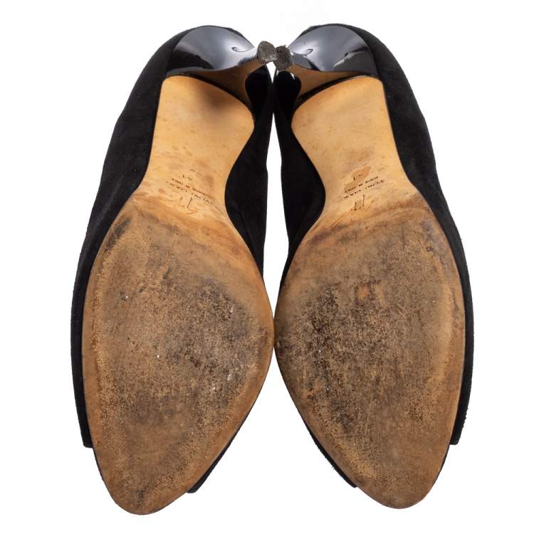 Pre Owned Guiseppe Zanotti Black Suede V Cut Ankle Booties Size 41