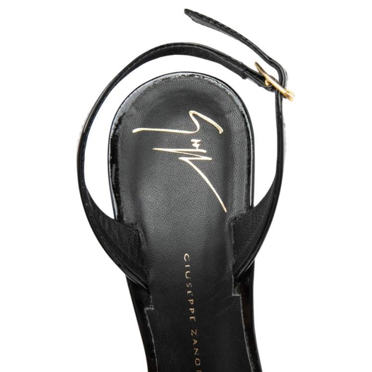Pre Owned Giuseppe Zanotti Black Patent Leather Sophie Slingback Sandals Size 36