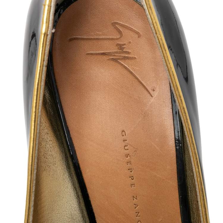 Pre Owned Giuseppe Zanotti Black Patent Leather  Peep Toe  Pumps Size 41