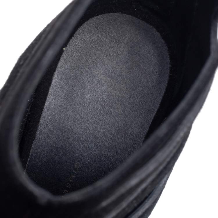Pre Owned Giuseppe Zanotti Black Suede Ester Cutout Booties Size 38