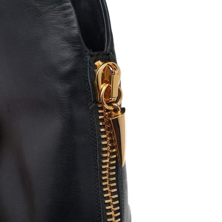 Pre Owned Giuseppe Zanotti Black Leather Pointed Toe Knee Length Boots Size 38.5