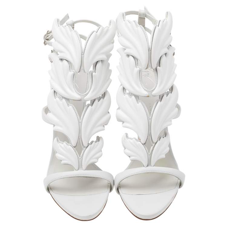 Pre Owned Giuseppe Zanotti White Leather Cruel Summer Ankle Strap Sandals Size 40